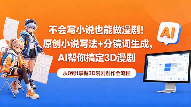 不会写小说也能做漫剧!原创小说写法+分镜词生成,AI帮你搞定3D漫剧-二当家网创资源站