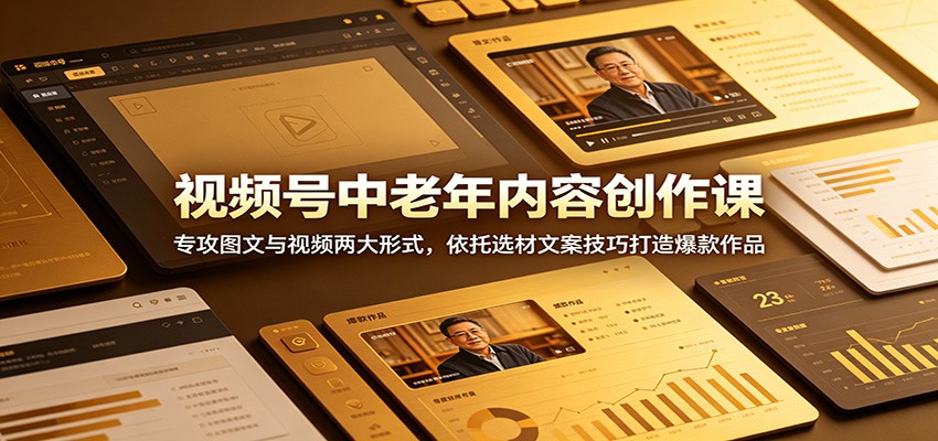 视频号中老年内容创作课：专攻图文与视频两大形式，依托选材文案技巧打造爆款作品-二当家网创资源站
