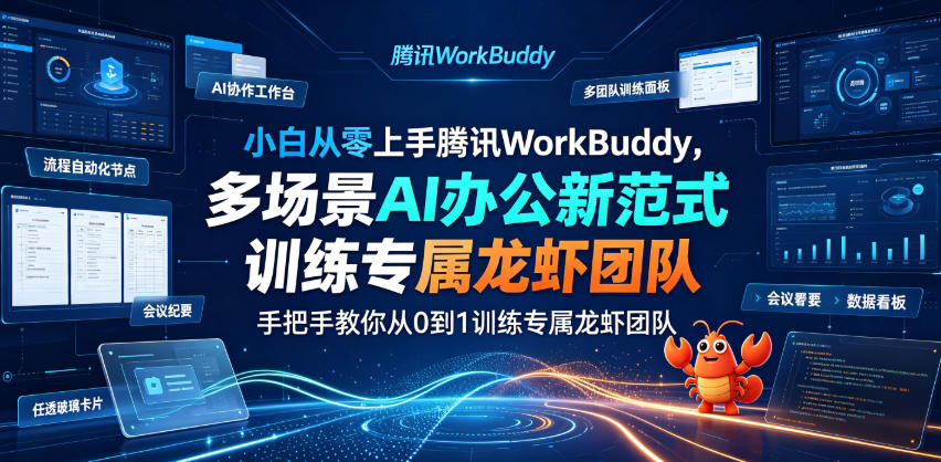 小白从零上手腾讯WorkBuddy，多场景AI办公新范式实战，手把手教你从0到1训练专属龙虾团队-二当家网创资源站