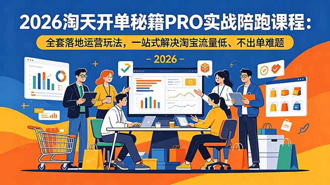 2026淘天开单秘籍PRO实战陪跑课程-更新：全套落地运营玩法，一站式解决淘宝流量低、不出单难题-二当家网创资源站