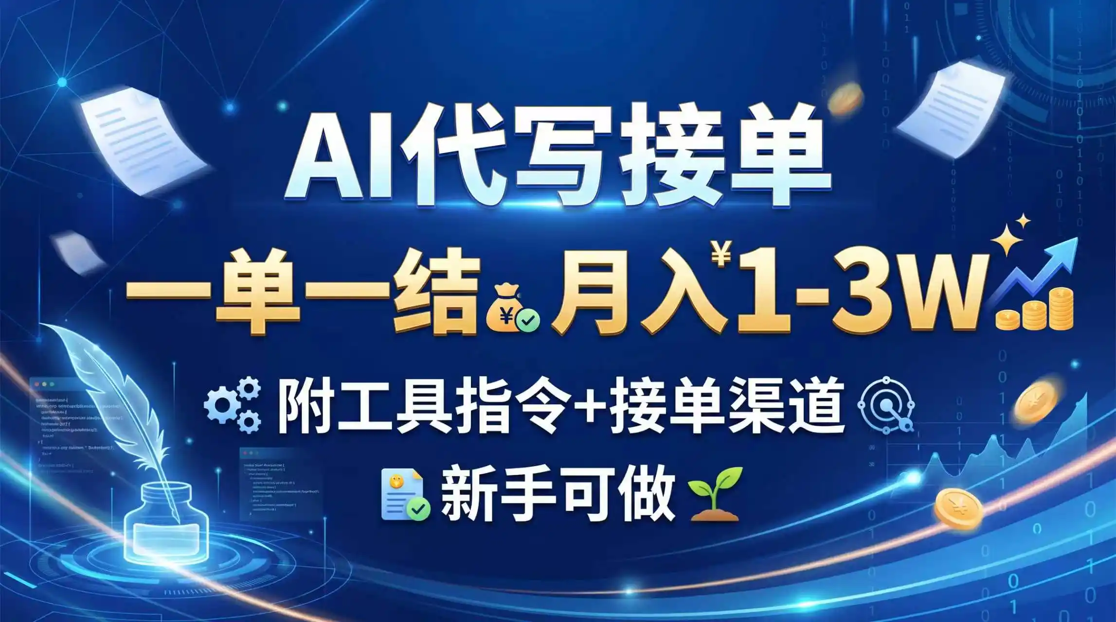 AI代写接单,一单一结,月入1-3W,附工具指令+接单渠道,新手可做-二当家网创资源站