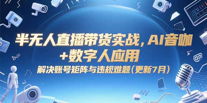 半无人直播带货实战，AI音咖+数字人应用 解决账号矩阵与违规难题(更新7月-二当家网创资源站