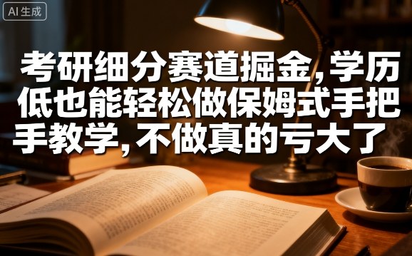 考研细分赛道掘金，日入1k+，学历低也能轻松做保姆式手把手教学，不做真的亏大了【揭秘】-二当家网创资源站