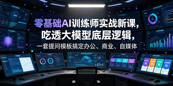 零基础AI训练师实战课，吃透大模型底层逻辑，一套提问模板搞定办公、商业、自媒体、设计、生活全场景AI落地应用-二当家网创资源站