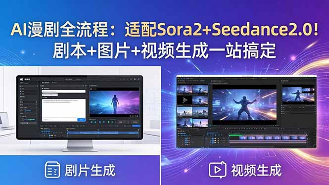 AI漫剧全流程：适配Sora2+Seedance2.0！剧本+图片+视频生成一站搞定-二当家网创资源站