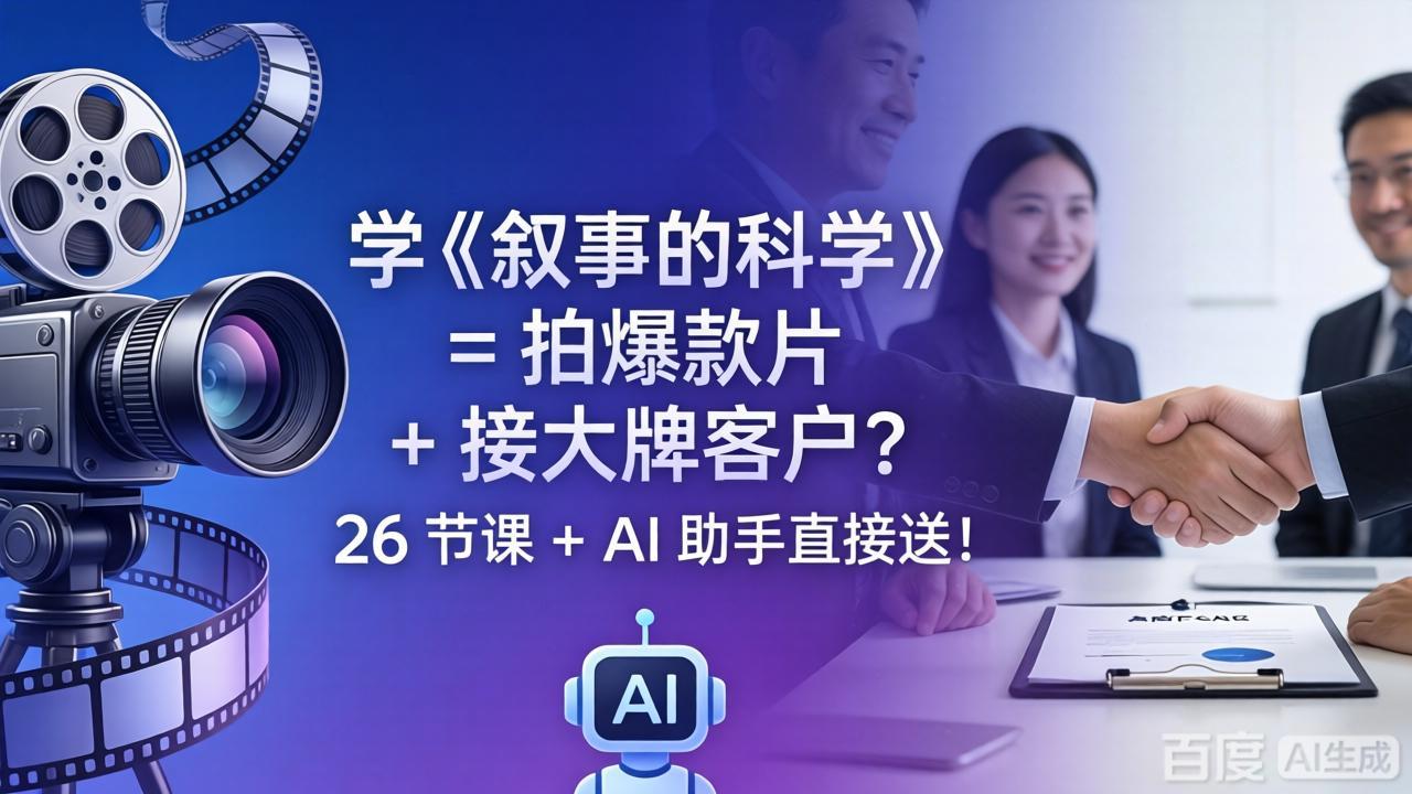 学《叙事的科学》= 拍爆款片 + 接大牌客户？26 节课 + AI 助手直接送！-二当家网创资源站