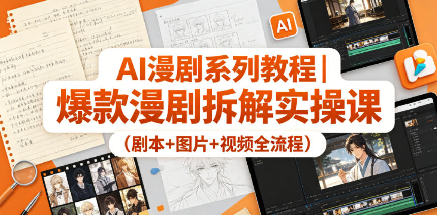 AI漫剧系列教程｜爆款漫剧拆解实操课(剧本+图片+视频全流程)-二当家网创资源站
