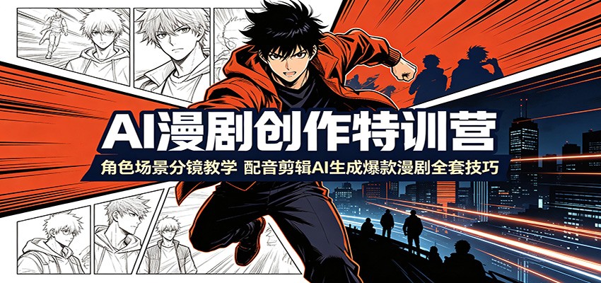 AI漫剧创作特训营：角色场景分镜教学，配音剪辑AI生成爆款漫剧全套技巧-二当家网创资源站