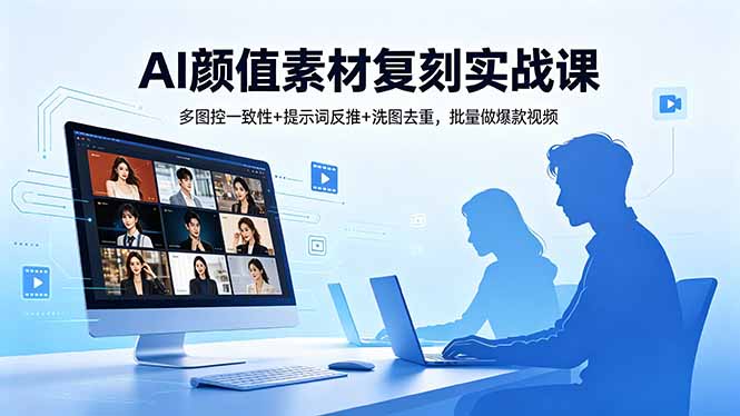 AI颜值素材复刻实战课,多图控一致性+提示词反推+洗图去重,批量做爆款视频-二当家网创资源站
