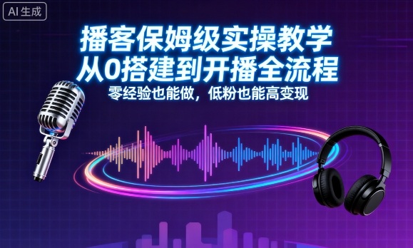 播客保姆级实操教学,从0搭建到开播全流程,零经验也能做,低粉也能高变现-二当家网创资源站