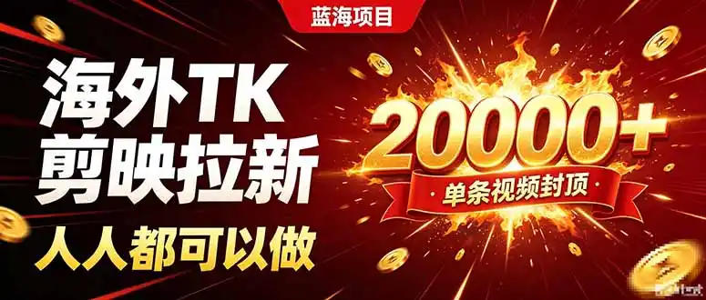 海外TK拉新新玩法，剪映就能做，不用经验不用粉丝，单条视频收益上限20000+-二当家网创资源站