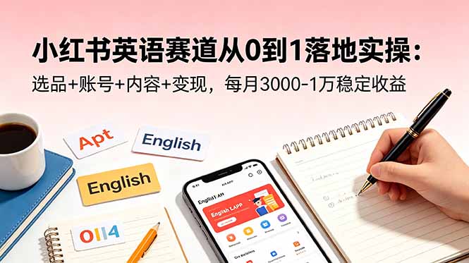 小红书英语赛道从0到1落地实操：选品+账号+内容+变现，每月3000-1万稳定收益-二当家网创资源站