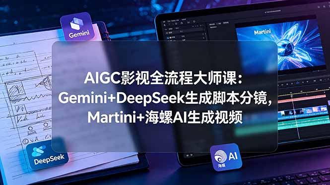 AIGC影视全流程大师课：Gemini+DeepSeek生成脚本分镜，Martini+海螺AI生成视频-二当家网创资源站