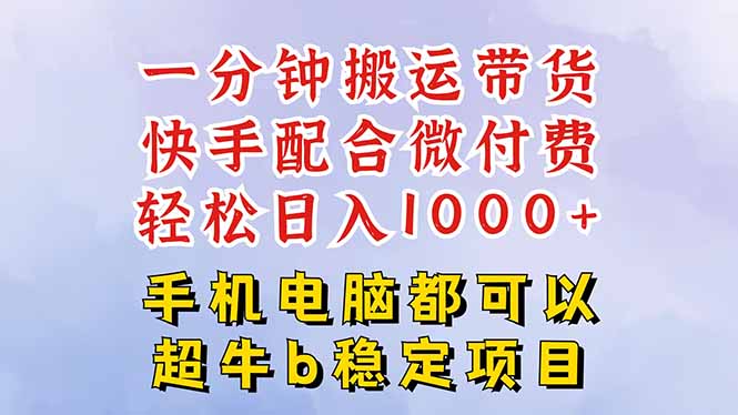 快手黑科技一分钟搬运带货,一刀不剪过原创,微付费投流玩法,轻松日入…-二当家网创资源站