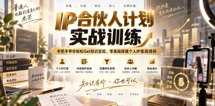 IP合伙人计划实战训练,手把手带你轻松Get知识变现,零基础搭建个人IP变现闭环(更新260908)-二当家网创资源站