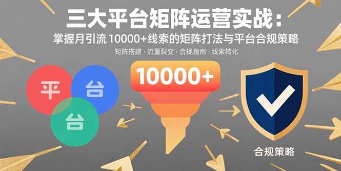 三大平台矩阵运营实战：掌握月引流10000+线索的矩阵打法与平台合规策略-二当家网创资源站