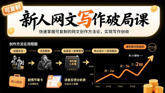 新人网文写作破局课：快速掌握可复制的网文创作方法论，实现写作创收-二当家网创资源站