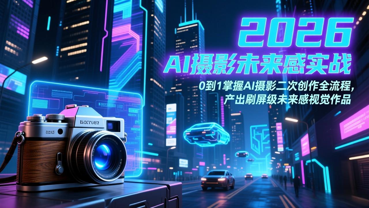 2026 AI摄影未来感实战：0到1掌握AI摄影二次创作全流程，产出刷屏级未来感视觉作品-二当家网创资源站