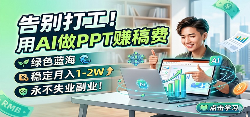 告别打工！用AI做PPT赚稿费，绿色蓝海，稳定月入1-2W，永不失业副业！-二当家网创资源站