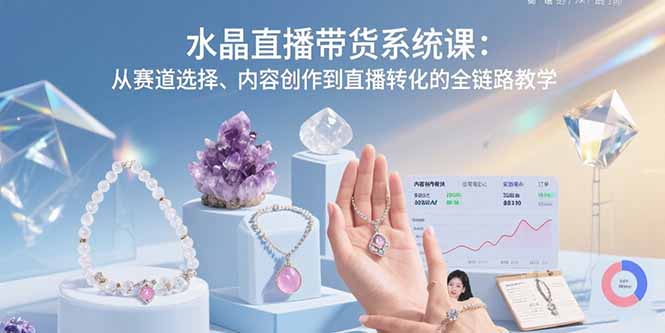 水晶直播带货系统课：从赛道选择、内容创作到直播转化的全链路教学-二当家网创资源站