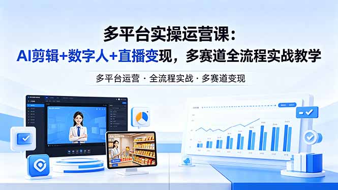 某团队多平台实操运营课-更新26年4月20：AI剪辑+数字人+直播变现，多赛道全流程实战教学-二当家网创资源站
