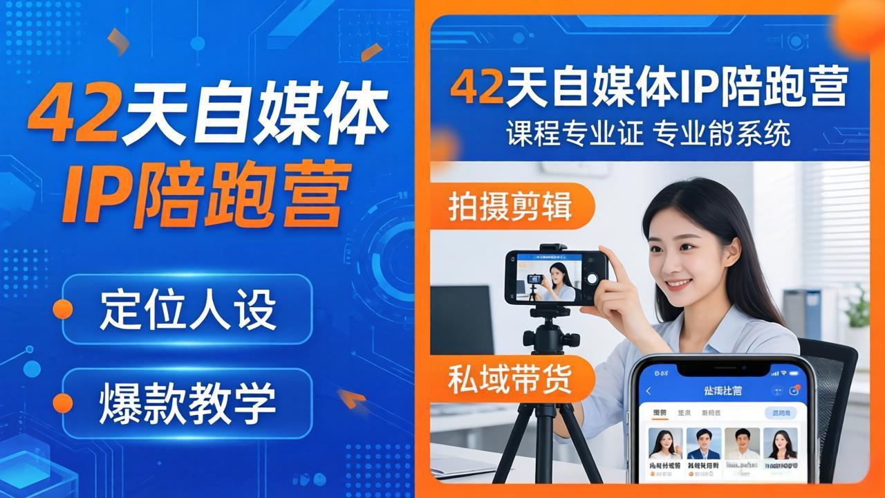 42天自媒体IP陪跑营-26年4月19更新：定位人设爆款全教学，拍摄剪辑私域带货一站式落地-二当家网创资源站