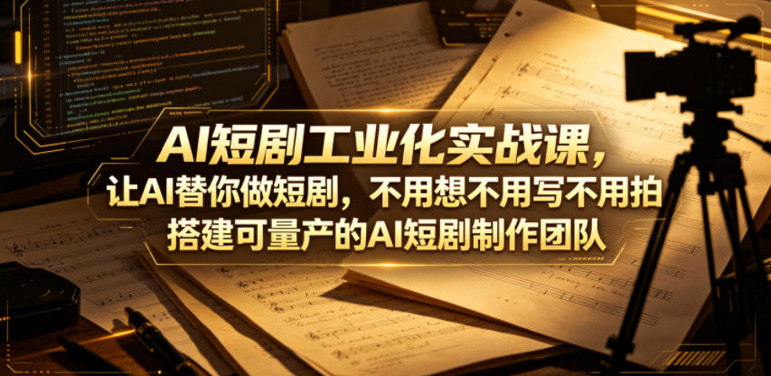 AI短剧工业化实战课，让AI替你做短剧，不用想不用写不用拍，搭建可量产的AI短剧制作团队-二当家网创资源站