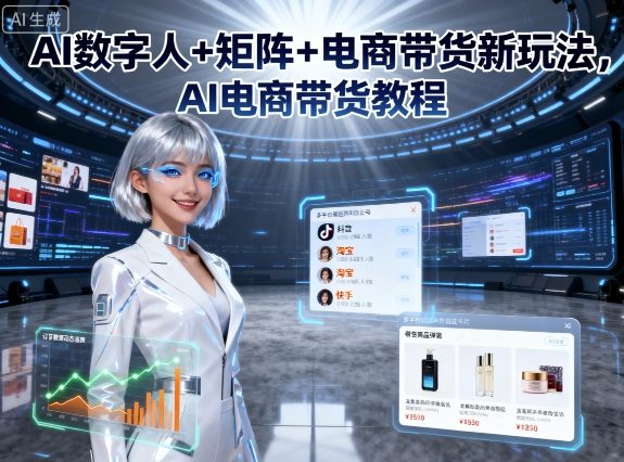 AI数字人+矩阵+电商带货新玩法，AI电商带货教程-二当家网创资源站