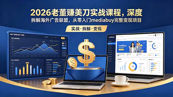 2026老董赚美刀实战课程，深度拆解海外广告联盟，从零入门mediabuy完整变现项目-二当家网创资源站