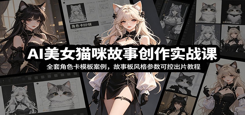 AI美女猫咪故事创作实战课：全套角色卡模板案例，故事板风格参数可控出片教程-二当家网创资源站