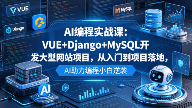 AI编程实战课：VUE+Django+MySQL开发大型网站项目，从入门到项目落地，AI助力编程小白逆袭-二当家网创资源站