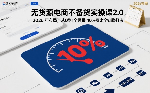 无货源电商不备货实操课2.0,2026年布局,从0到1全网最低10%费比全链路打法【更新26年5月19日】-二当家网创资源站