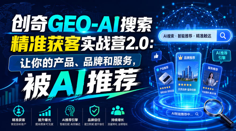 创奇GEO-AI搜索精准获客实战营2.0:让你的产品、品牌和服务,被AI推荐-二当家网创资源站