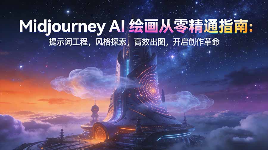 Midjourney AI绘画从零精通指南：提示词工程，风格探索，高效出图，开启创作革命-二当家网创资源站