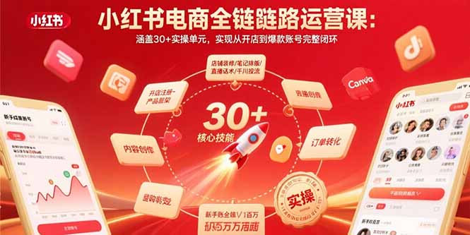 小红书电商全链路运营课：涵盖30+实操单元，实现从开店到爆款账号完整闭环-二当家网创资源站