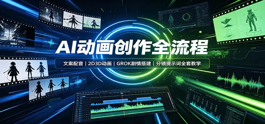 AI动画创作全流程:文案配音,2D3D动画,GROK剧情搭建,分镜提示词全套教学-二当家网创资源站