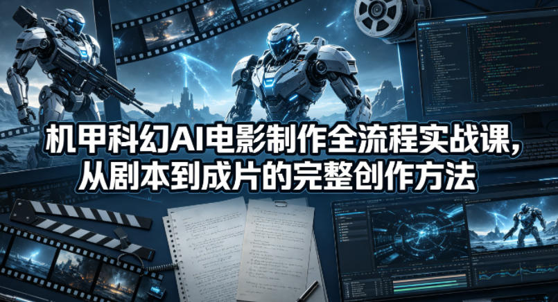 机甲科幻AI电影制作全流程实战课，从剧本到成片的完整创作方法-二当家网创资源站