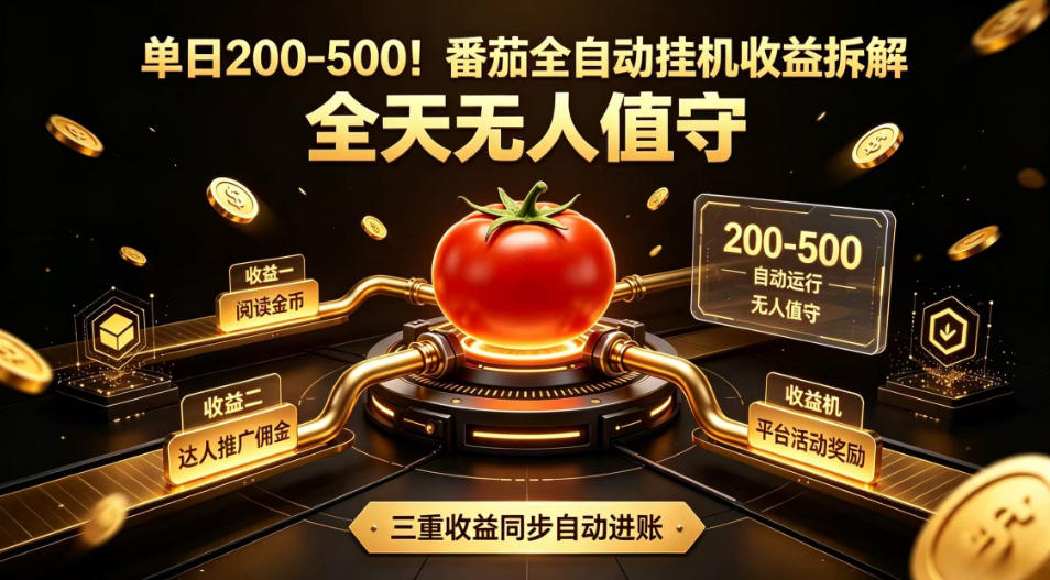 单日200-500！番茄全自动挂G收益拆解，全天无人值守，矩阵操作收益翻倍【揭秘】-二当家网创资源站