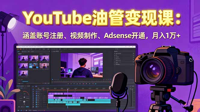 2025YouTube油管变现课:涵盖账号注册、视频制作、Adsense开通,月入1万+-二当家网创资源站