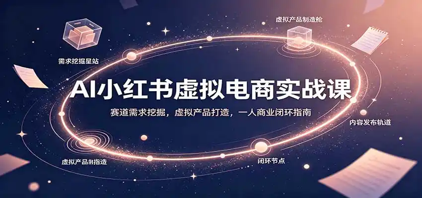AI小红书虚拟电商实战课:赛道需求挖掘,虚拟产品打造,一人商业闭环指南-二当家网创资源站