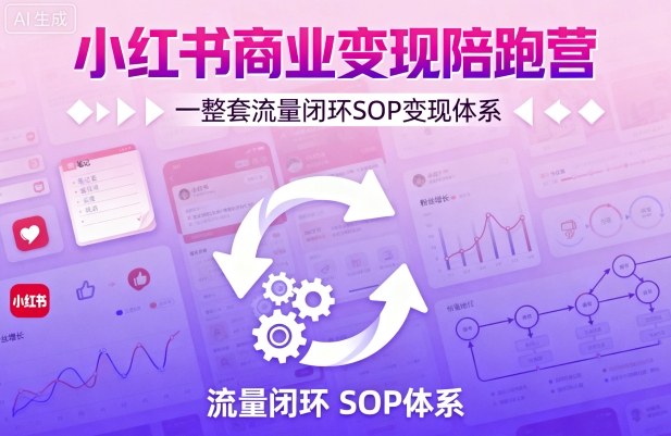 小红书商业变现陪跑营，轻IP矩阵 私域获客 聚光投流，一整套流量闭环SOP变现体系-二当家网创资源站