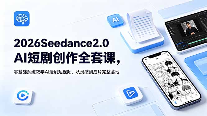 2026Seedance2.0AI短剧创作全套课,零基础系统教学AI漫剧短视频,从灵感到成片完整落地-二当家网创资源站