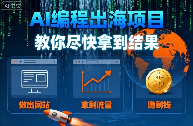 AI编程出海项目，教你尽快拿到结果-做出网站、拿到流量、賺到钱-二当家网创资源站