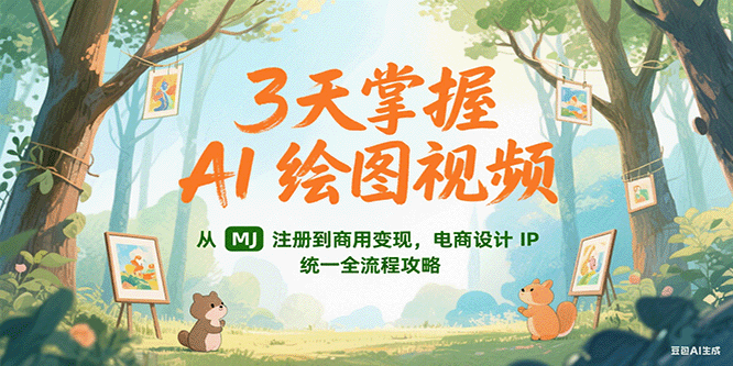 3天掌握AI绘图视频，从MJ 注册到商用变现，电商设计IP统一全流程攻略-二当家网创资源站
