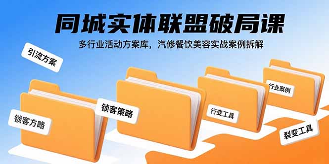 同城实体联盟破局课，多行业活动方案库，汽修餐饮美容实战案例拆解-二当家网创资源站