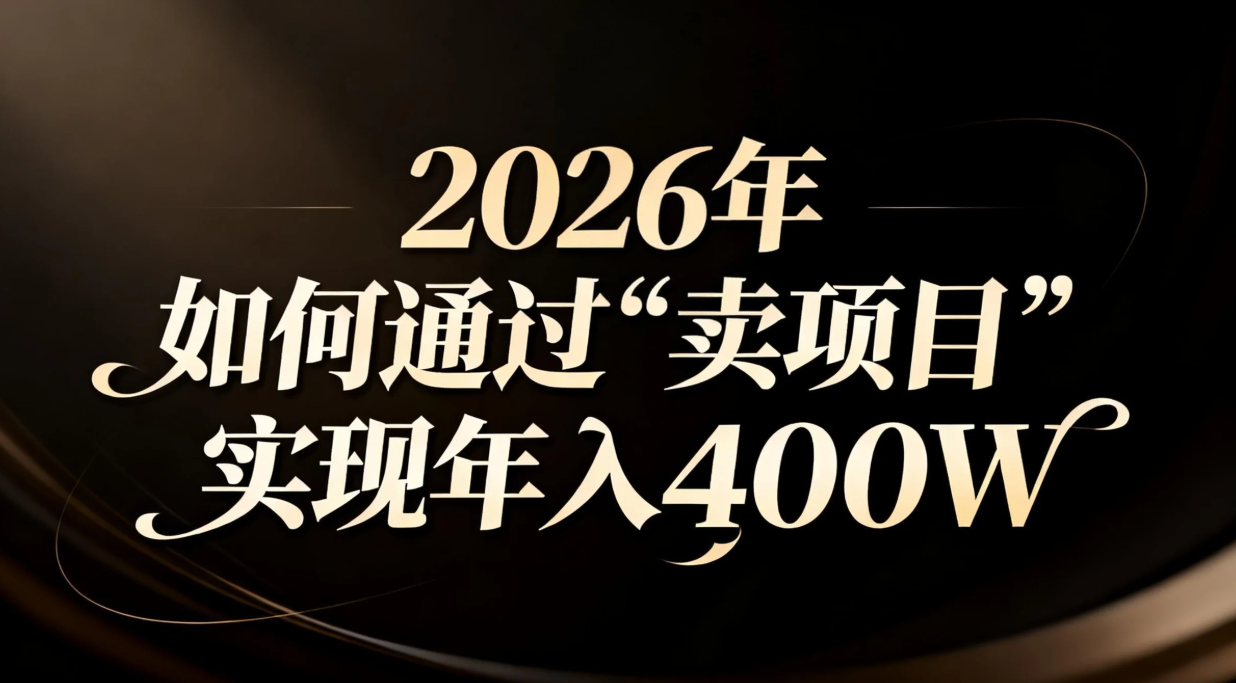 2026年如何通过“卖项目”实现年入百万-二当家网创资源站