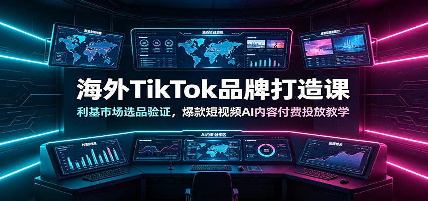 海外TikTok品牌打造课：利基市场选品验证，爆款短视频AI内容付费投放教学-二当家网创资源站