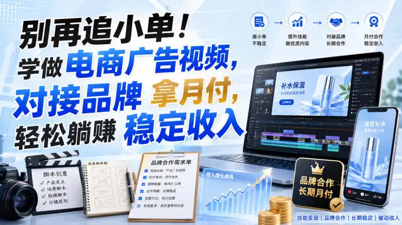 别再追小单!学做电商广告视频,对接品牌拿月付,轻松躺賺稳定收入【原创双语字幕】