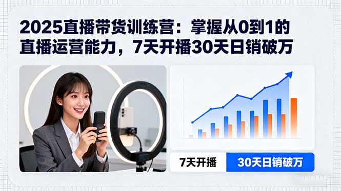 2025直播带货训练营：掌握从0到1的直播运营能力，7天开播30天日销破万-二当家网创资源站