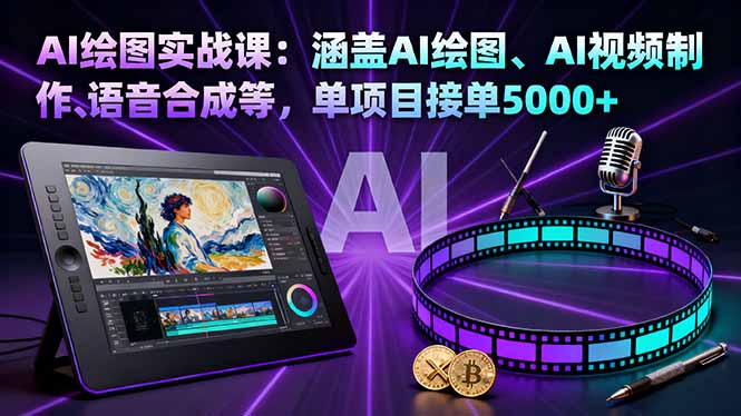AI绘图实战课：涵盖AI绘图、AI视频制作、语音合成等，单项目接单5000+-二当家网创资源站